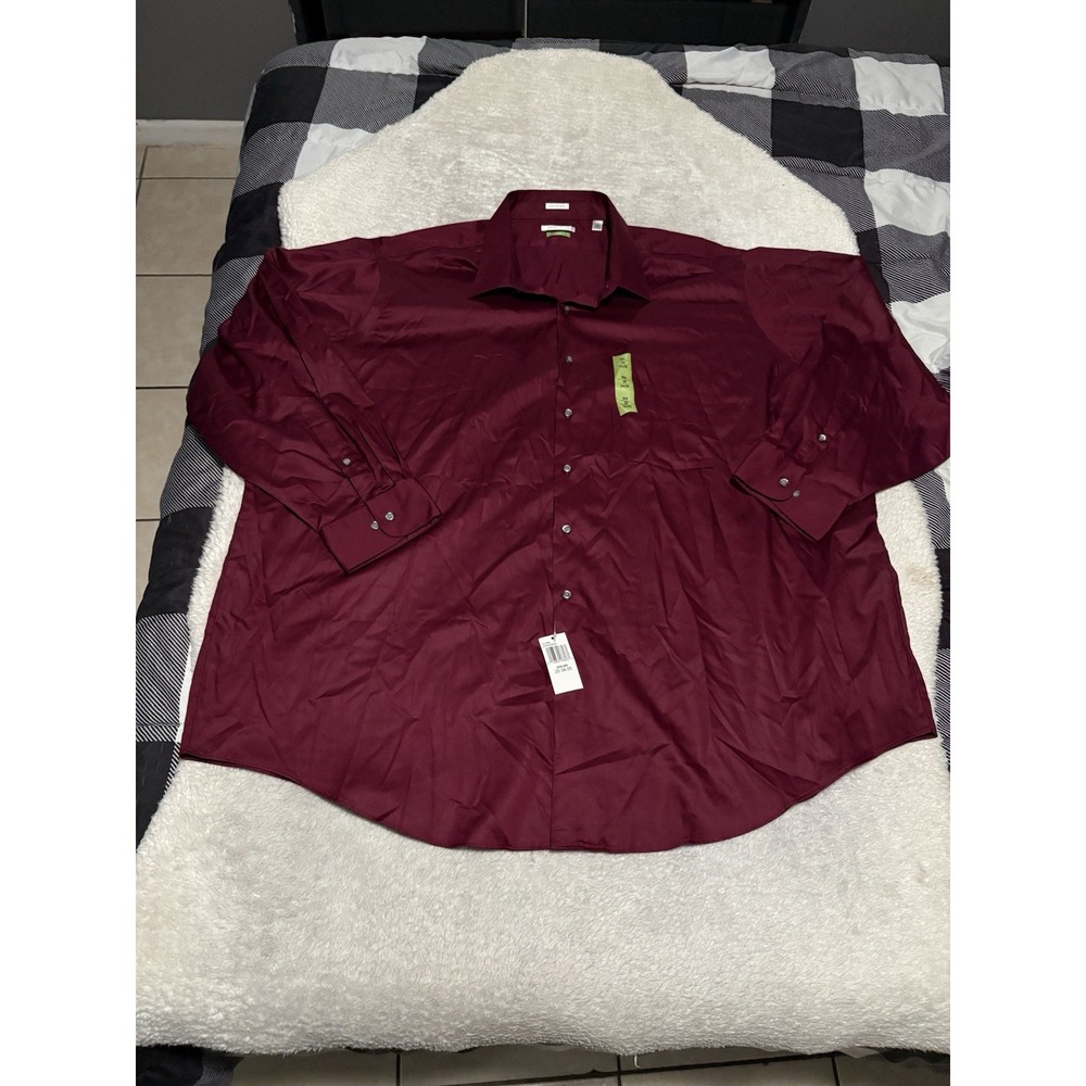Van Heusen Men's Button Down Lux Sateen Marrón Button Down Shirt 4X 20 34/35